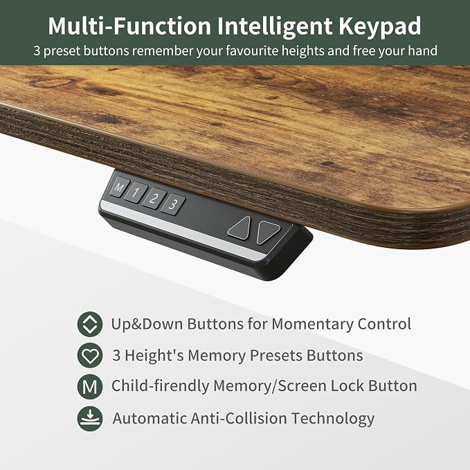 FEZIBO Triple Motor 63" L Shaped Standing Desk, Electric Standing Gaming Desk Adjustable Height, Corner Stand up Desk with Splice Board, Black Frame/Rustic Brown Top