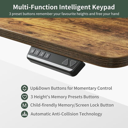 FEZIBO Triple Motor 63" L Shaped Standing Desk, Electric Standing Gaming Desk Adjustable Height, Corner Stand up Desk with Splice Board, Black Frame/Rustic Brown Top