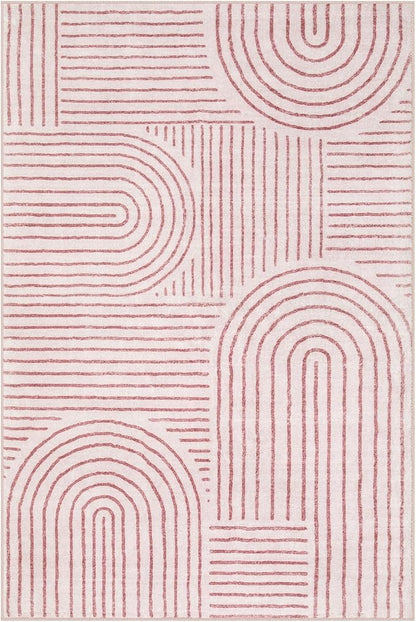 Lahome Abstract 6x9 Area Rugs, Soft Pink Rugs for Bedroom Girls, Ultra-Thin Non Slip Washable Throw Large Carpet for Living Room Dining Room Office Darrell (6'x9',Pink)