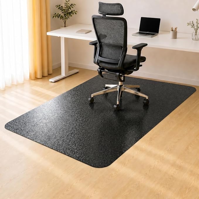 Kuyal Chair mat for Hardwood Floor 36 x 55 inches Rectangle Floor Mats Wood/Tile Protection Mat for Office & Home, Black