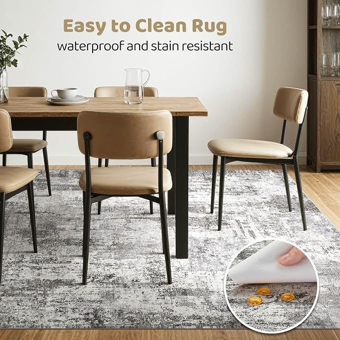 10x12 Area Rug Living Room: Washable Large Abstract Neutral Modern Soft Gray Rug Stain Resistant Indoor Floor Non-Slip Accent Carpet for Bedroom Nursery Playroom Office Dining Room Home Decor
