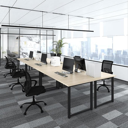 Bonzy Home 12FT Conference Table, Modern Large Meeting Table Office Desks for 16 Person, Long Rectangle Table with Sturdy Metal Frame, 4 PCS, 142" D x 64" W x 30" H, Natural