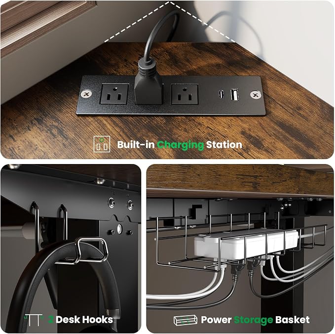 SIAGO L-Shaped Standing Desk - 63 x 55 Inch Adjustable Corner Standing Desk with Charging Station - L Shape Sit Stand Table with Memory Controller, Splice Board for Home Office