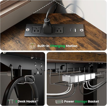SIAGO L-Shaped Standing Desk - 63 x 55 Inch Adjustable Corner Standing Desk with Charging Station - L Shape Sit Stand Table with Memory Controller, Splice Board for Home Office