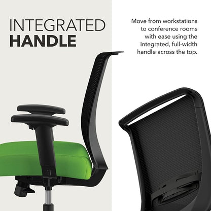 HON Convergence Ergonomic Office Chair with Mesh Back, Adjustable Arms, Lumbar Support, Synchro‑Tilt Desk Chair with Wheels for Home Office or Computer Use, Black Frame, Pear