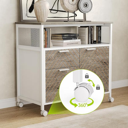 LITTLE TREE 63-Inch Office Desk with 31.5-Inch Lateral File Cabinet, Study Writing Desk Computer Desk for Home Office