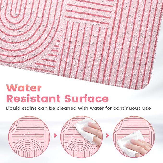iCasso Pink Desk Matt for Desktop, Cute Desk Pad Mat, Large Mouse Pad, Anti-Slip Big Mousepad with Stitched Edges, Keyboard Pad for Computer(Pink)