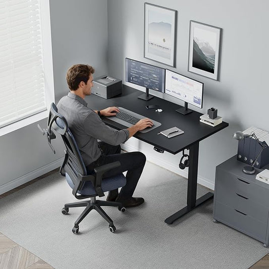 Klicelor 48 Inch Electric Standing Desk, Height Adjustable Office Desk, Sit Stand Up Computer Desk with Memory Preset, Two-Piece Desktop, Black