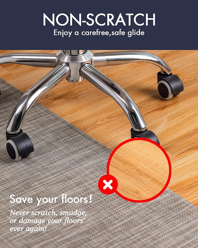 Baroyal Office Chair Mat for Hardwood Floor Under Desk Computer Rolling Chair Mat for Wood/Tile Floor Non-Slip Heavy Duty Desk Rug PVC Plastic Hard Floor Protector 45"x 53" (Soapstone)