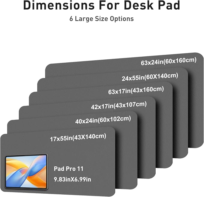 Aothia Faux Leather Desk Mat - Large Mouse Pad, Non-Slip PU Leather Blotter, Waterproof Writing Surface for Office and Home (Grey, 42" x 17")
