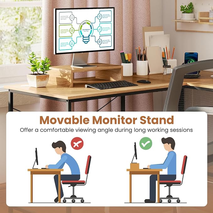 Tangkula L-Shaped Computer Desk with Power Outlets, 95” Long 2-Person Desk with Monitor Shelf, Modern Corner Desk Gaming Table with USB Ports for Home Office