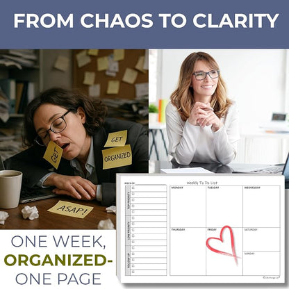 Life Charge Weekly TO DO List Notepads (2 Pack, 50 Pages Each) Task Pad Planner w/Daily Checklist, Priority ToDo & Note Sections. Desk Notebook Pad to Organize Office. 8.5 X 5.5, A5 Sheets.