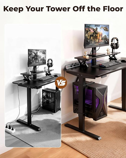 TOPSKY Dual Motor Electric Standing Desk Frame, Height Adjustable Sit Stand Base for Home Office, Fits Table Tops up to 70.8 x 31.5 Inch, 225 lb Capacity (Black, with CPU Stand) | • Dual motors support 225 lbs quietly •Height 27.6"-47.3", width 43"-59"...