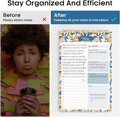 Taja To Do List Notepad - To Do List Notebook for Work with 52 Sheets, 9.8" x 6.5", Undated Daily Planner Perfect for Daily Tasks and Goal Setting, Notepad Suitable for Office, Home & School - Citrus Grove