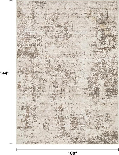UERMEI 9x12 Area Rug Living Room Rugs - Washable Neutral Modern Abstract Soft Thin Large Rug Indoor Floor No Slip Rug Carpet for Bedroom Under Dining Table Home Office Decor - Dark Brown