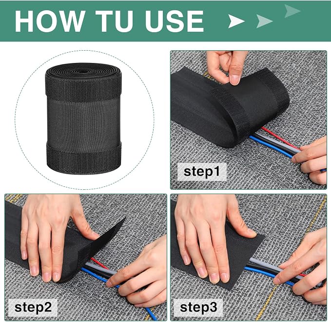 WILLBOND Carpet Cord Cover Cable Protector Floor Cover Cable Protector Management Only for Commercial Office Carpet(98.43 ft,Black)