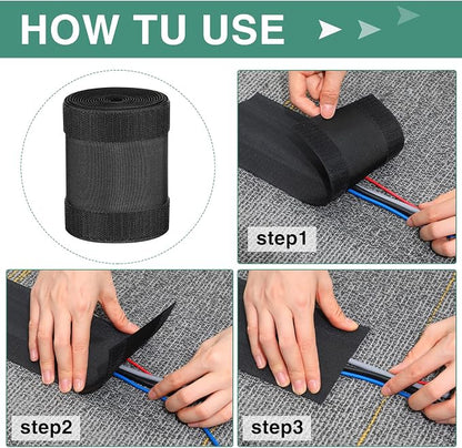 WILLBOND Carpet Cord Cover Cable Protector Floor Cover Cable Protector Management Only for Commercial Office Carpet(98.43 ft,Black)
