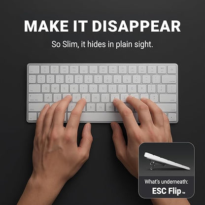 GPG2 ESC Flip Keyboard Stand for Desk, Tilting Riser That Attaches to Your Keyboard – 3 Adjustable Angles, Compatible with Apple Magic Keyboard, Logitech MX Keys, K380 & Flat-Back Models