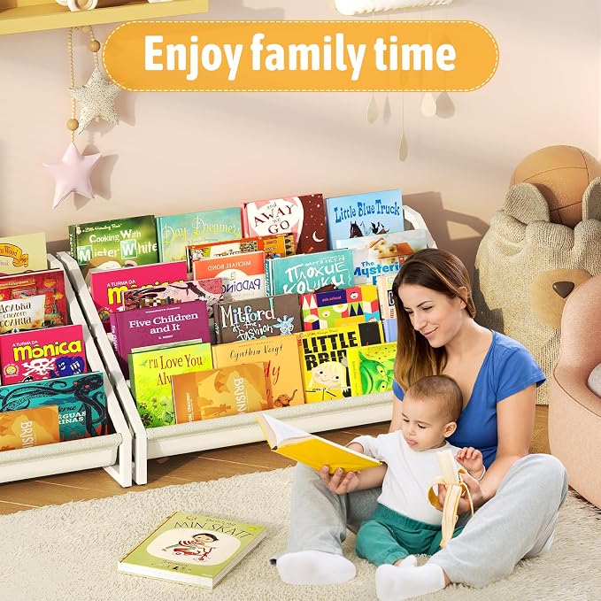 Aokitsink Toddler Bookshelf,Montessori Bookshelf,Bookshelves for Toddlers and Nursery,4 Tier Baby Bookshelves for Kids Rooms,Nursery,Playroom,Baby Room, Small Children Classroom