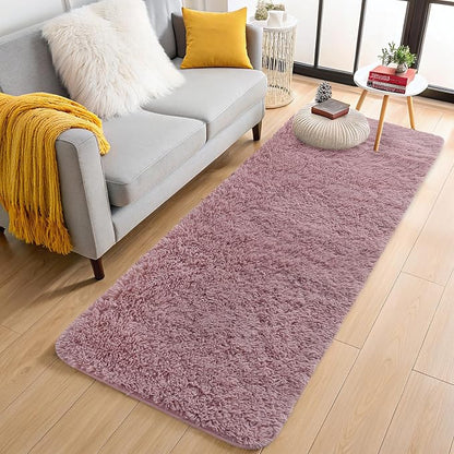OLANLY 2x6 Machine Washable Runner Rugs for Hallway, Soft Fluffy Shaggy Bedside Rugs for Bedroom, Living Room, Indoor Floor Carpet for Kids Girls and Boys, Nursery Rooms, Home Decor Aesthetic, Blush