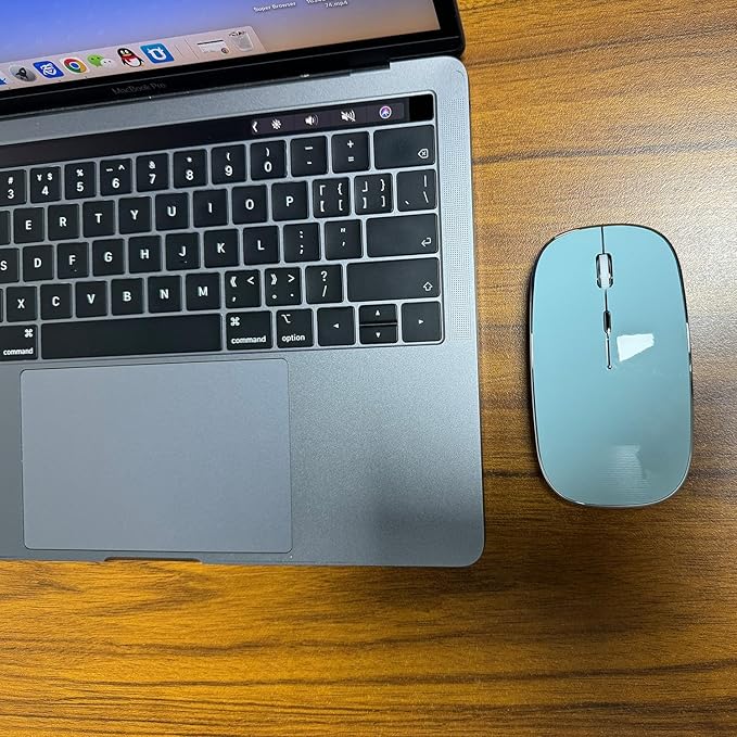 Rechargeable Bluetooth Mouse Wireless Bluetooth Mouse for iPad pro iPad Air Mac MacBook Pro MacBook Air Laptop Chromebook Windows HP DELL (Blue)