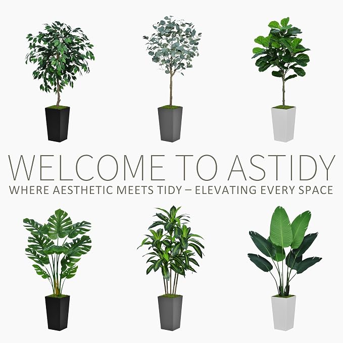 ASTIDY Bird of Paradise Artificial Plant 5FT - Faux Tropical Palm Tree with White Tall Planter - Fake Floor Plant Potted - Artificial Silk Tree for Home Office Living Room Decor Indoor