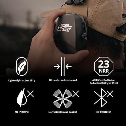ISOtunes DEFY Slim Passive Earmuffs: Noise Isolating Over-Ear Hearing Protection with Foam Cushions, and Adjustable Headband