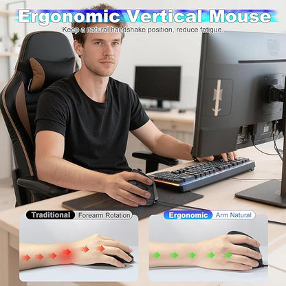 TRELC Gaming Mouse with 5 D Rocker, Vertical Ergonomic Mouse with 11 Programmable Buttons, 10000 DPI, On-Board Memory, Optical Computer Mice for PC/Laptop/E-Sports/Gamer (Wired)