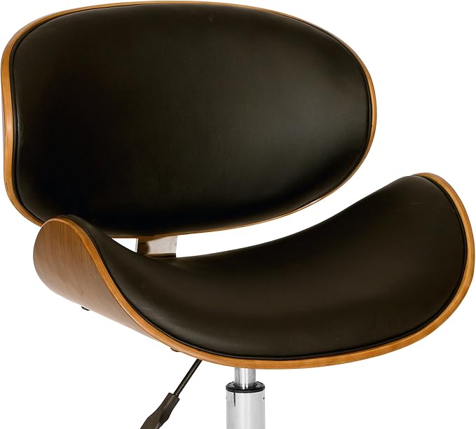 Armen Living Daphne Office Chair in Black Faux Leather and Chrome Finish, 33" x 21" x 20"