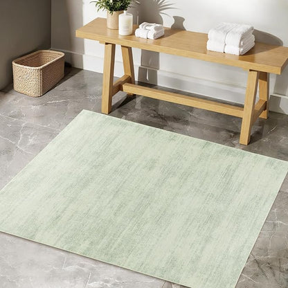 Sage Green Rugs for Bedroom,Small Boho Abstract Washbale Non Slip Area Rug for Kitchen Entryway,Light Green Rug 3x5 Sage Ombre Low Pile Carpet for Bathroom Laundry Room,3 x 5
