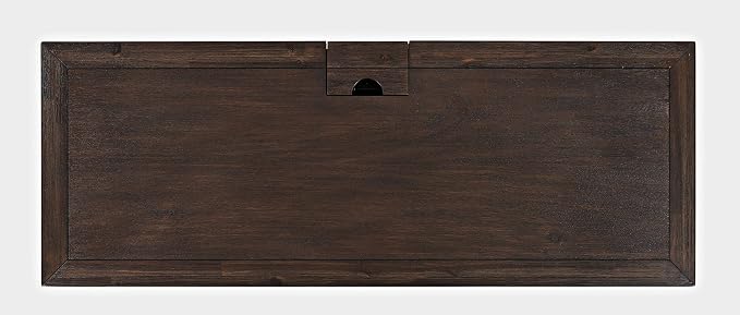 Jofran Mid-Century Modern Acacia Wood Writing Desk with 3 Drawers and USB Charging Port, 48 Inch Computer Desk for Home Office Work, Dark Chevron