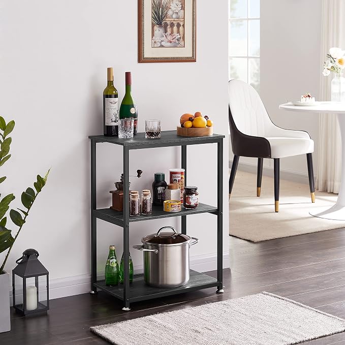 VECELO Tall End Side Table,30" Height Nightstand with 3-Tier Storage Shelf for Living Room Bedroom Office Hallway Study