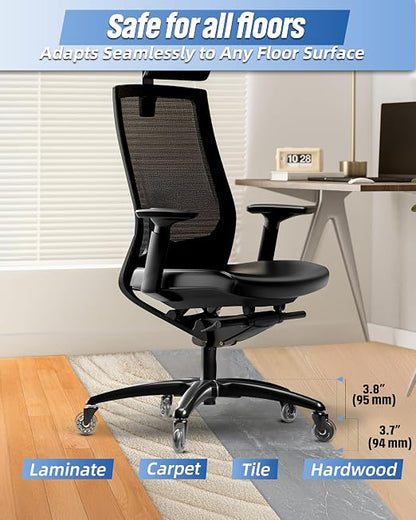 Sytopia 28" Heavy-Duty Office Chair Base Replacement with Wheels (Set of 5), Metal Base with Casters, Total Height: 7.5" (18.9 cm), Compatible with 2" Gas Cylinder