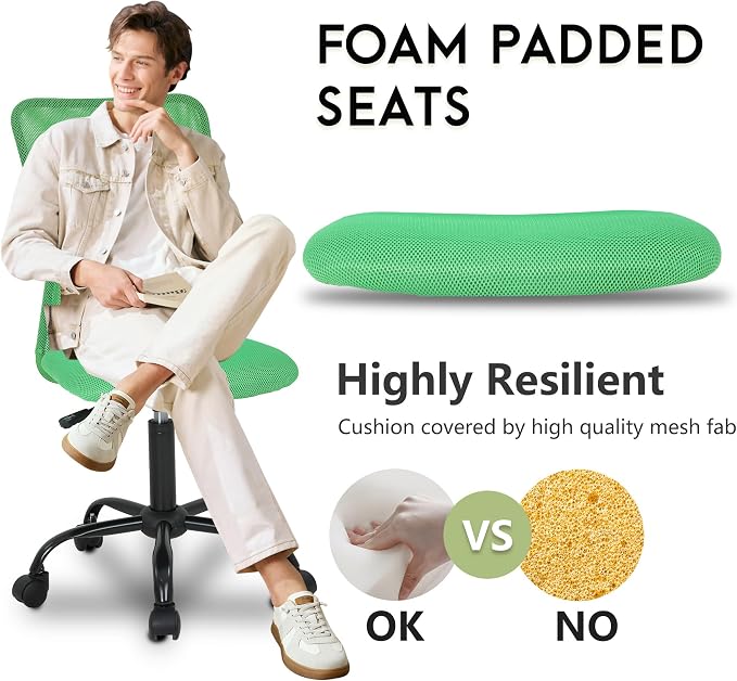 BestOffice Ergonomic Office Chair Desk Chair Mesh Computer Chair Armless Back Support Modern Executive Rolling Swivel Chair with Lumbar Support(Green)
