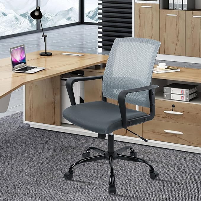 CLATINA Ergonomic Office Desk Chair - Mesh Office Chair with Adjustable Lumbar Support, Rolling Comfortable Computer Task Chairs with Arms for Home Conference-Gray, 20 Pack