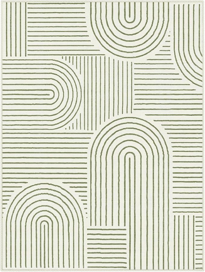 Lahome Abstract 9x12 Area Rugs for Living Room Bedroom, Soft Washable Rugs 9x12, Ultra-Thin Non-Slip Modern Dining Room Rug Non-Shedding Accent Carpet for Office Darrell, Green
