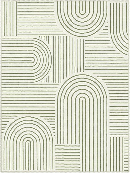 Lahome Abstract 9x12 Area Rugs for Living Room Bedroom, Soft Washable Rugs 9x12, Ultra-Thin Non-Slip Modern Dining Room Rug Non-Shedding Accent Carpet for Office Darrell, Green