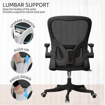 balmstar Ergonomic Office Chair, Mesh Desk Chair with Adjustable Lumbar Support and 90°-130° Recline, 350lbs High Back Computer Chair with Silent Wheels, Breathable Home Office Chair for Adult