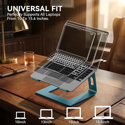 SOUNDANCE Laptop Stand, Aluminum Computer Riser, Ergonomic Laptops Elevator for Desk, Metal Holder Compatible with 10 to 15.6 Inches Notebook Computer, Navy Blue