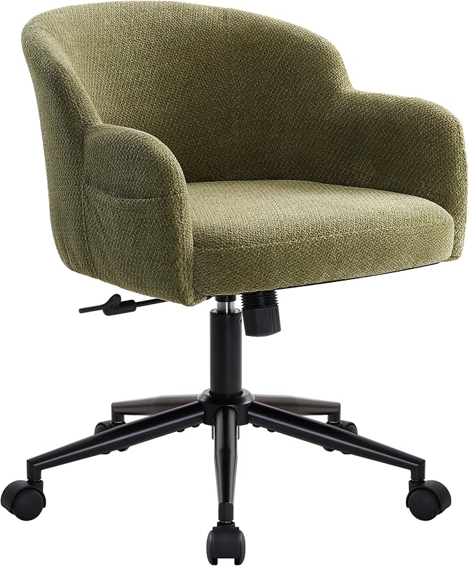 IWMH Desk Chair,Criss Cross Chair with Wheels and Arms,Modern Vanity Chair,Height Adjustable Ergonomic Swivel Office Chair for Vanity Home Office, Living Room, Bedroom (Green)