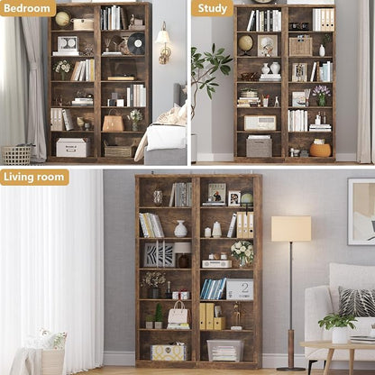 Thacuok 75" Tall Bookshelf & Bookcase, 6-Tier Adjustable Storage Shelves, Book Shelf with Anti-Tipping Device, Floor Standing Modern Display Rack for Living Room, Bedroom, Office, Brown