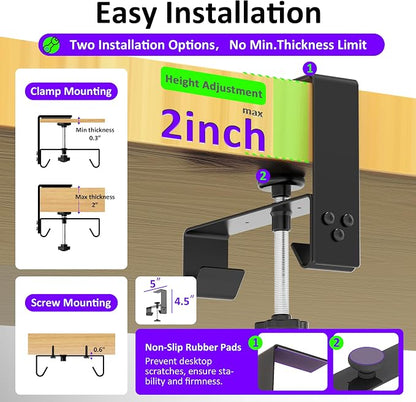 Under Desk Cable Management Tray - Under Desk Cord Management - Clamp/Screw Mount - Fabric Wire Management - Cable Raceways Tray Cord Hiders for Office/Home (Black, 28.6"×5.6")