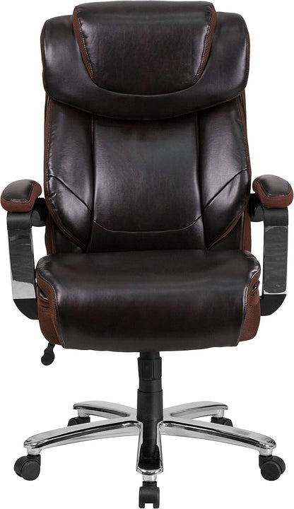 Flash Furniture Hercules Series High-Back Swivel LeatherSoft Office Chair, Ergonomic Executive Chair with Headrest and Adjustable Height, Brown
