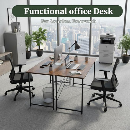 Computer Desk 44 Inch, Home Office Desk Simple Study Writing Table, Sturdy Metal Frame, Scratch-Resistant MDF Desktop for Bedroom Dorm Workspace Small Space, Brown