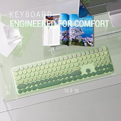 Wireless Keyboard and Mouse Combo, 2.4GHz USB Plug-and-Play, 110-key Design, Full-Size Ultra-Thin Silent Keyboard, Compatible with laptops/desktops/PCs (Gradient Cyan)
