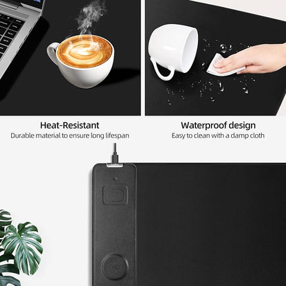 Mouse Pad with Wireless Charging, Gaming Mouse Pad with Ultra-Smooth Surface, Large XXL Desk Mat, Non-Slip Mouse Mat, Waterproof Computer Keyboard Pad for Gaming, Desk, Office, PC, 800x400x4MM, Black