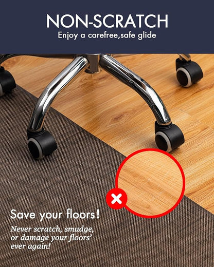 BARoyal Office Chair Mat for Hardwood Floor Under Desk Computer Rolling Chair Mat for Wood/Tile Floor Non-Slip Heavy Duty Desk Rug PVC Plastic Hard Floor Protector 36" x 48"(Coffee)
