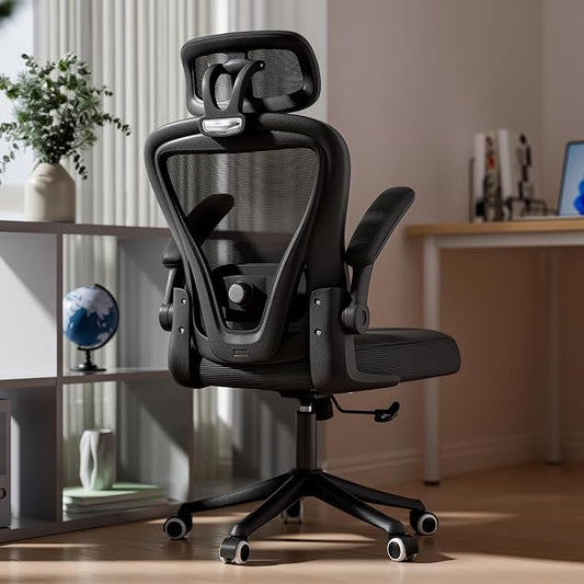 SeekFancy Ergonomic Office Chair M903, Computer Desk Chair | High Back Mesh Office Chair with Adjustable Lumbar Support, Headrest, Flip-Up Armrests, Wheels, 330LBS Capacity, Black
