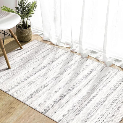 Nakagishi Area Rug Living Room Rugs: 3x5 Soft Machine Washable Boho Neutral Farmhouse Stain Resistant Moroccan Indoor Floor Carpet for Bedroom Nursery Kids Entryway Kitchen Entry Bedside Home- Gray