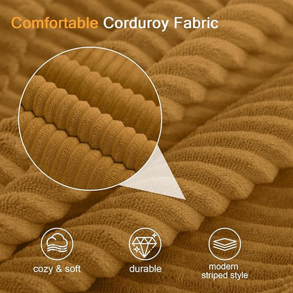COMAX Futon Sofa Bed, Convertible Folding Sofa Bed, Boneless Couch Loveseat Corduroy with Pillows, Small Foldable Floor Couch Comfy Lounge Sleeper for Living Room Bedroom, Orange